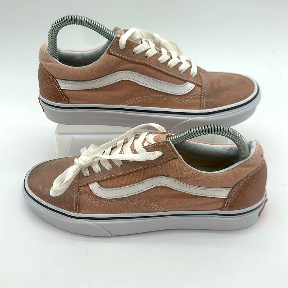 Vans Old Skool Mahogany Rose Pink True White Canvas Suede Womens S 7.5 Mens 6.0